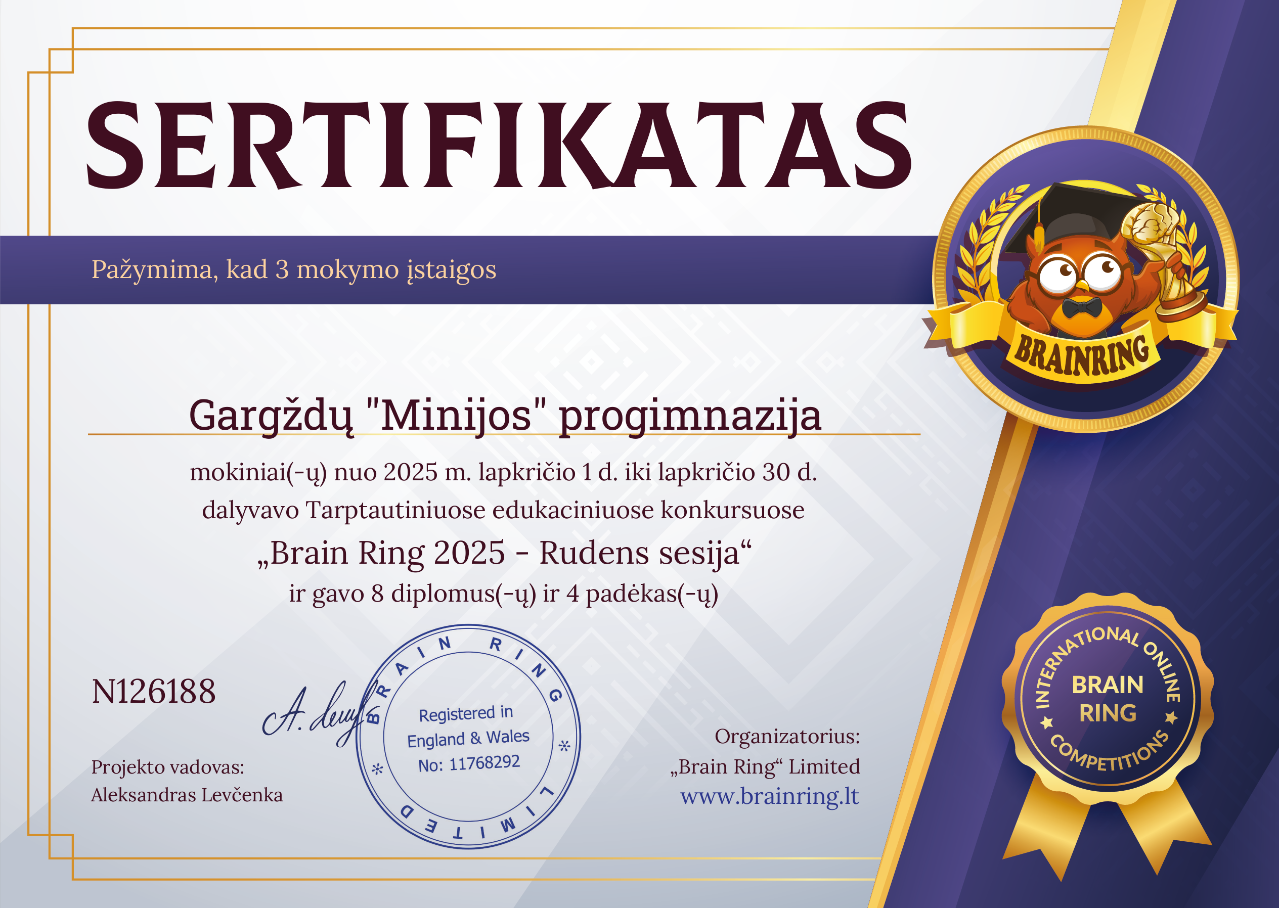 Mokyklos pažymėjimas
